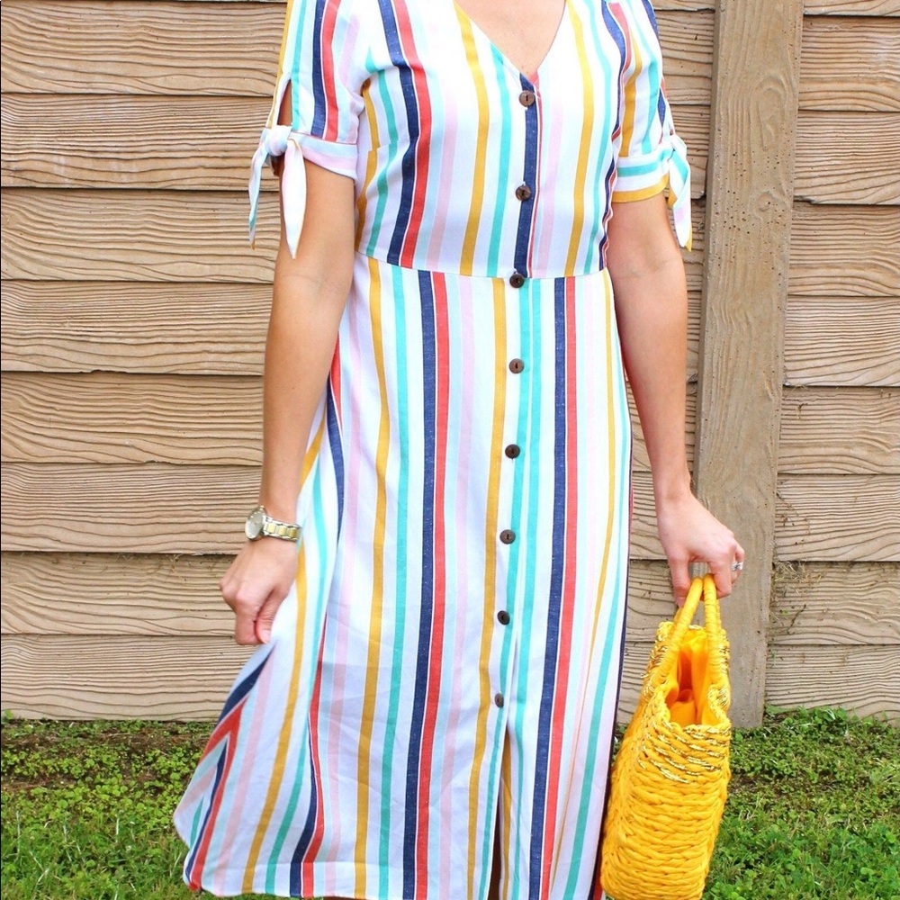 a.n.a White Striped Spring Dress